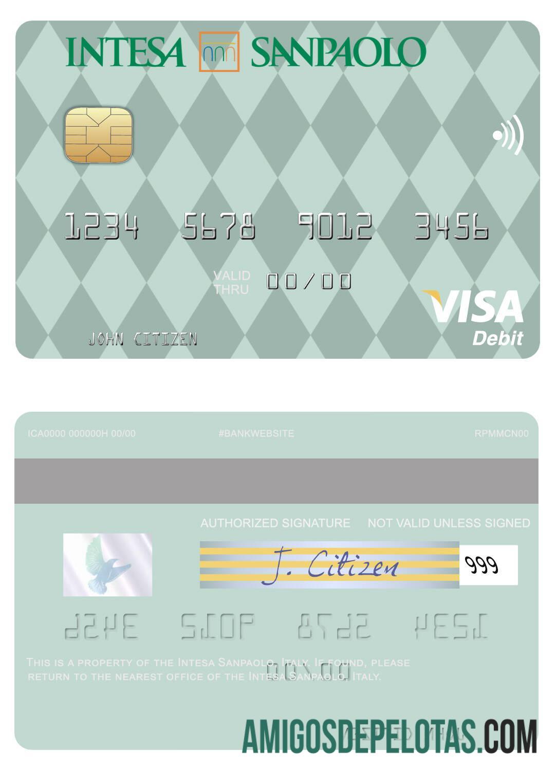 Cartão de débito Visa Itália Intesa Sanpaolo baixar para verificação